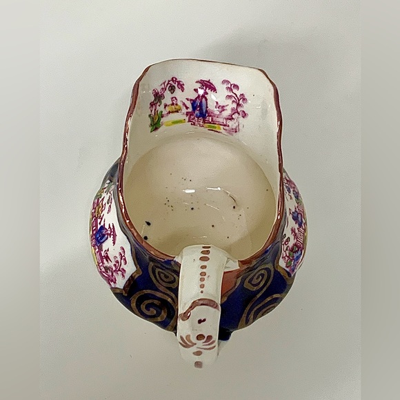 1830s Vintage Gaudy Welsh CHINOISSERIE Pattern Lustre Staffordshire Creamer Jug - Picture 6 of 16